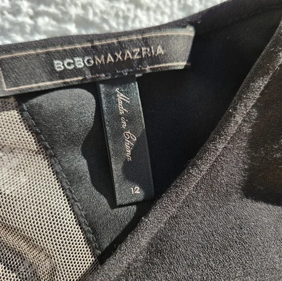 Bcbgmaxazria Dress Women's Black Size Medium Lace Back Ruched Waist BCBG - Picture 8 of 16